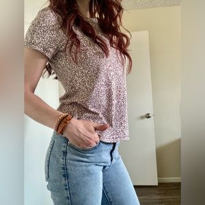 H&M x William Morris & Co Floral Botanical T-Shirt XS Burgundy Print